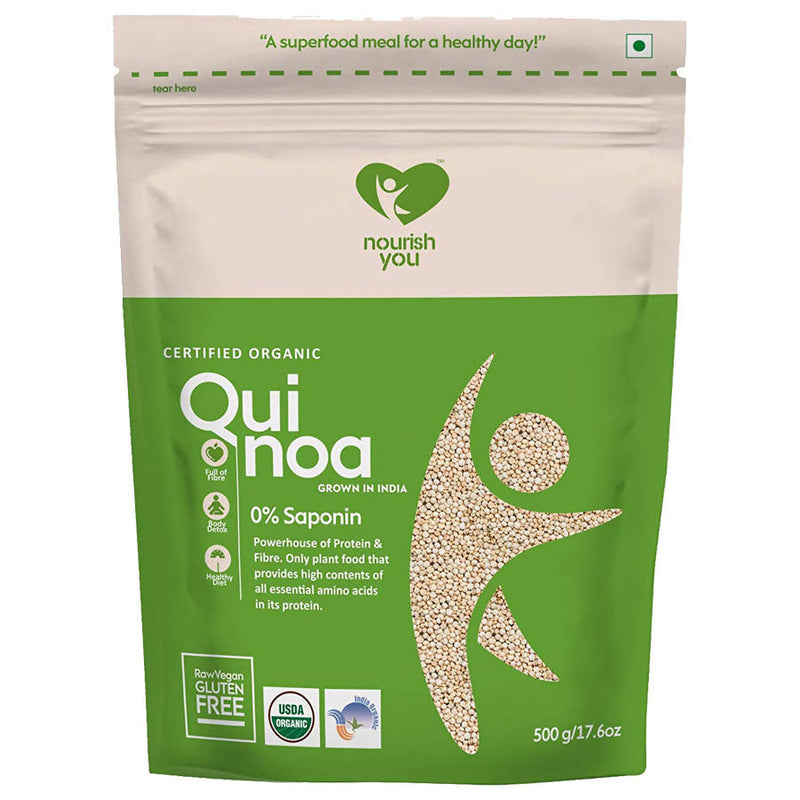 Nourish You Organic Indian White Quinoa (500G), Gluten Free, High Fibre, Best for Weight Loss