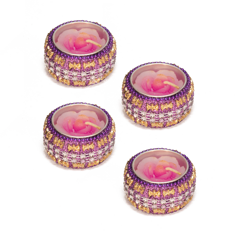 Multi Color Wax Diya Candles Pack of 4