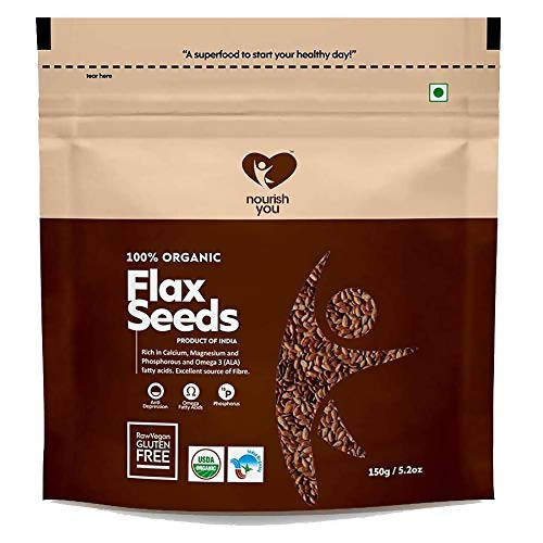 NourishYou Organic Flax Seeds, 450 g (Pack of 3x150 gm)
