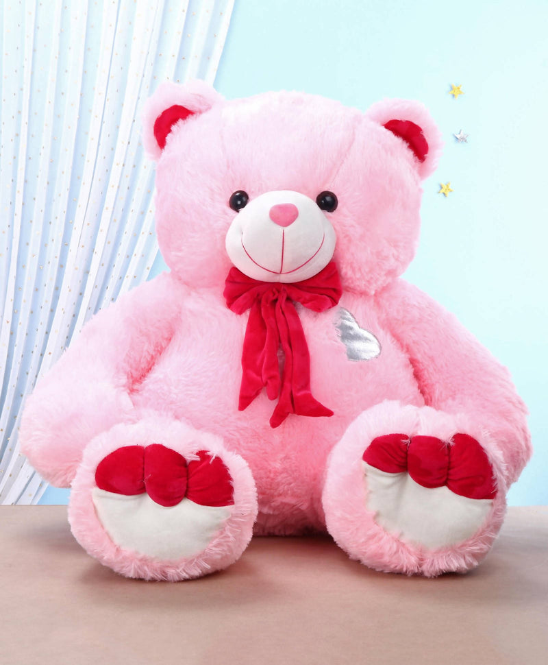 Big Teddy Bear Pink with Bow & Heart Printed-100cm
