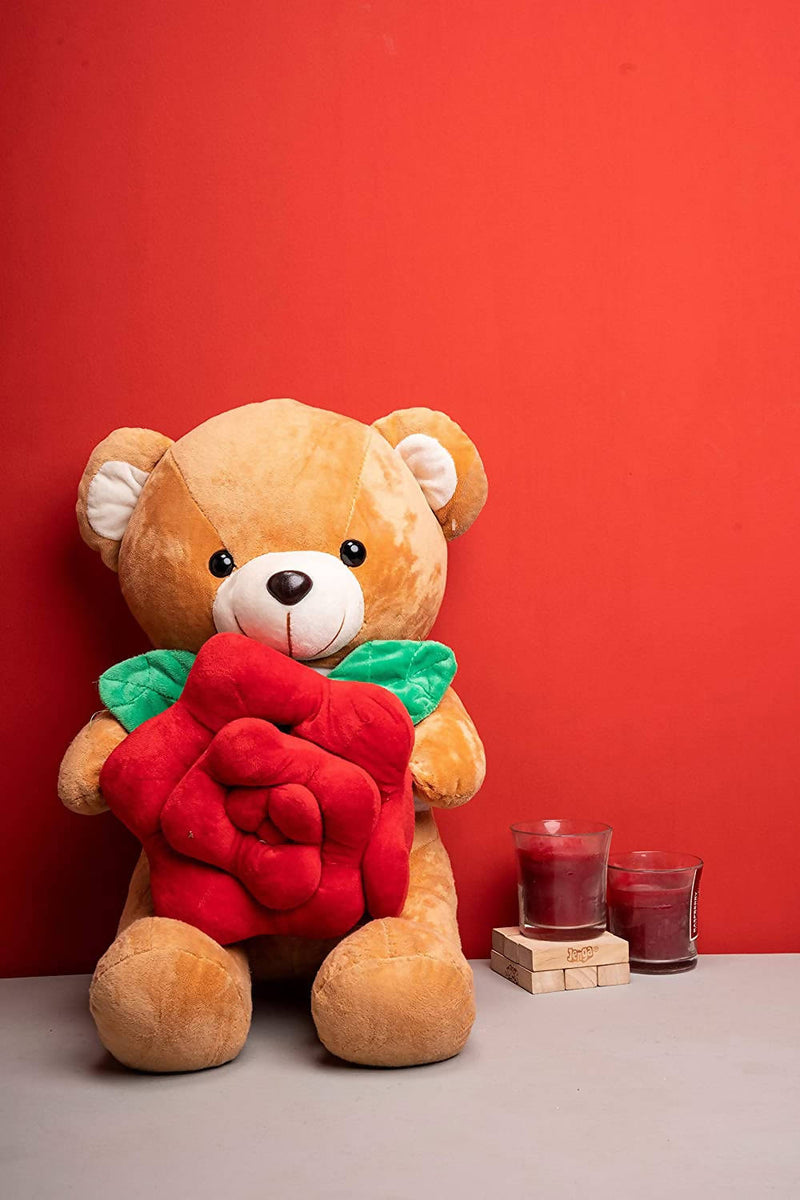 Cute Teddy Bear with Attached Rose Pillow