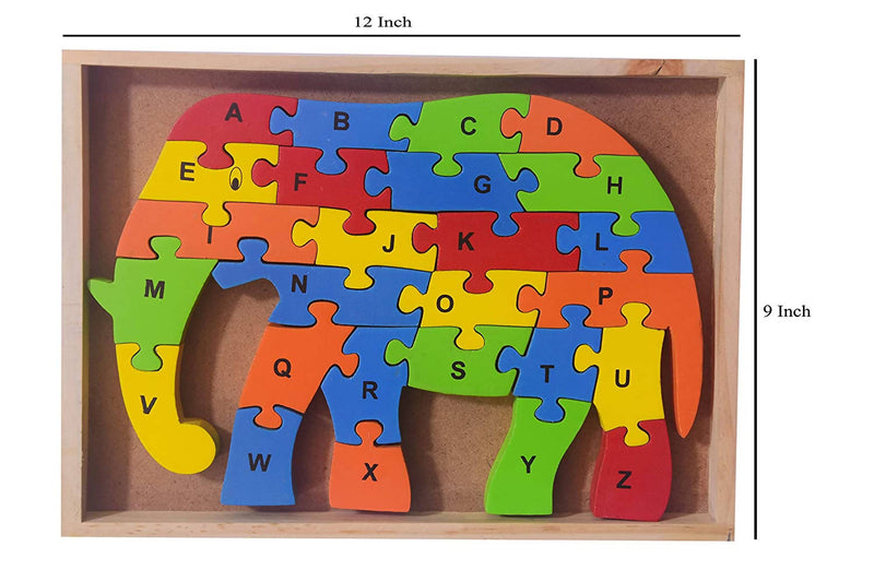 Wooden Block Puzzle Set of Elephant Shape in Colorful patterns