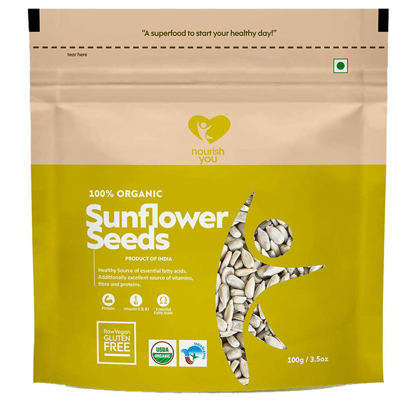 NourishYou Organic Sunflower Seeds, 200 (Pack of 2 x 100 gm)