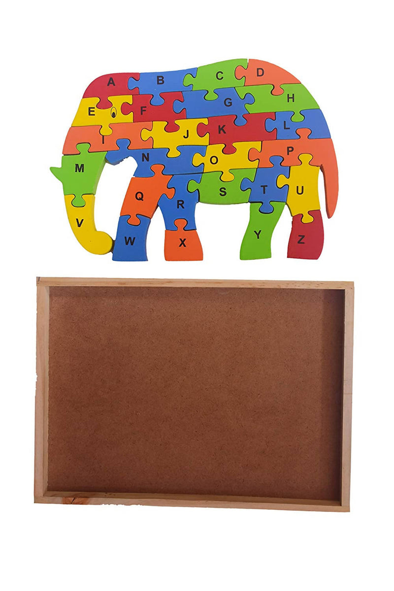 Wooden Block Puzzle Set of Elephant Shape in Colorful patterns